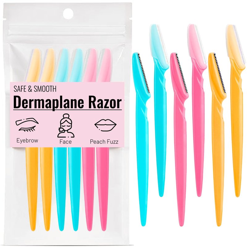 Dermaplane Razor for Women's Face & Eyebrows – Professional Eyebrow Razor & Face Shavers for Women with Precision Blades | Gentle Exfoliating Eyebrow Trimmer & Facial Hair Remover Kit - 6 Pcs