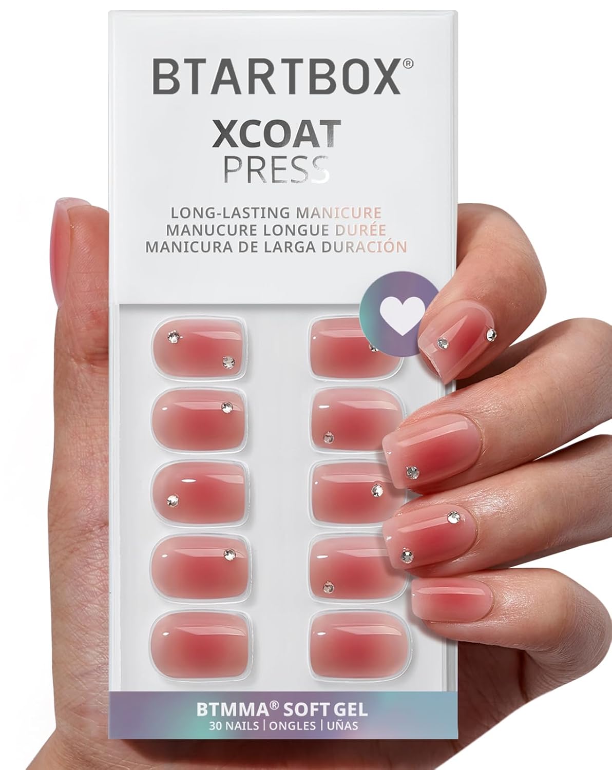 Press On Nails - 3D Butterfly French Tip Almond Design | Opaque Soft Gel, 16 Sizes, 32 Nail Kit