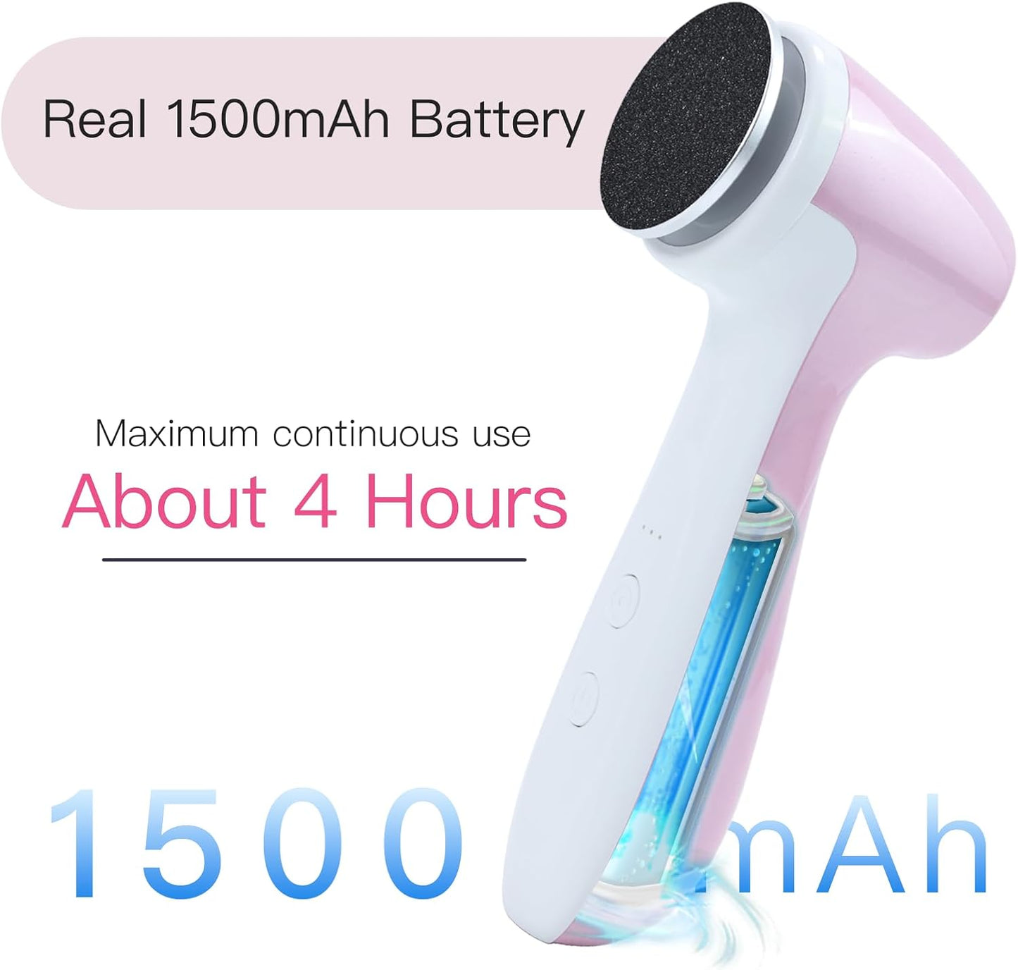 Rechargeable Electric Foot Callus Remover - 3-Speed Control, 120 Sandpaper Discs | Professional Foot File (E7 Pink)