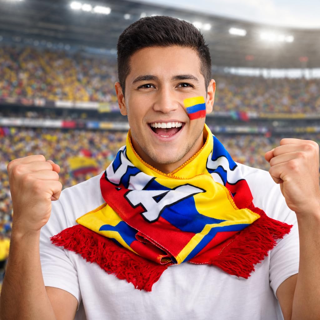 SIFRIMANIA Colombia Fans 2 Piece Kit Soccer Cup Scarf and Body Paint Stick.