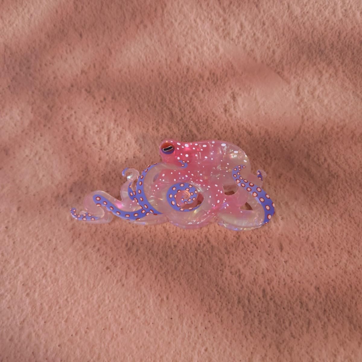 Funny Octopus Hair Clips - Novelty Acetate Claw Clip for Women | Light Pink Small Size