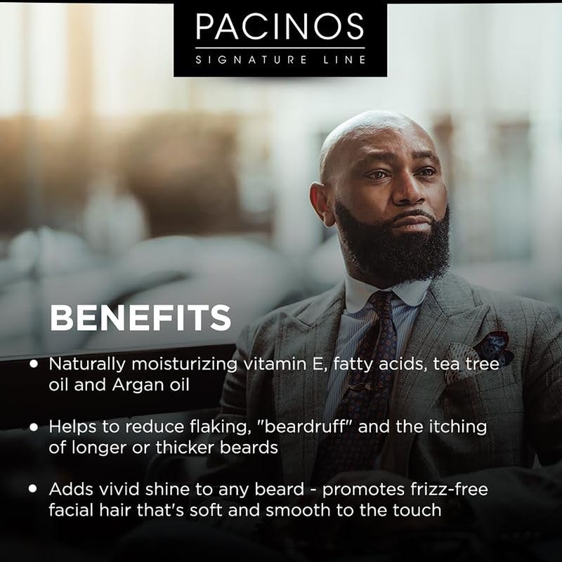 Pacinos Beard Oil for Men - 2oz Moisturizing & Softening Beard Conditioner with Tea Tree