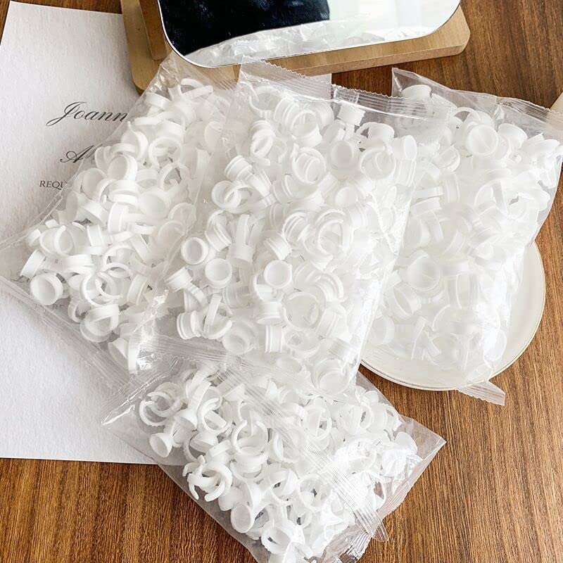 100 Disposable Tattoo Ink Rings - Adjustable Glue Holders for Makeup