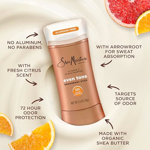 SheaMoisture Aluminum-Free Deodorant Stick, 72h Odor Control - 2.6 oz (2 Pack)