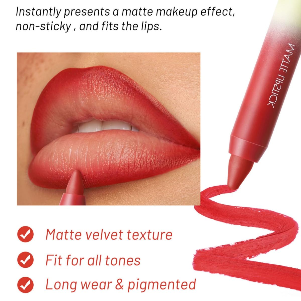 ONarisae 2in1 Lip Liner & Lipstick Combo Matte Longwear Waterproof Lipstick for Women #03 Coral Pink
