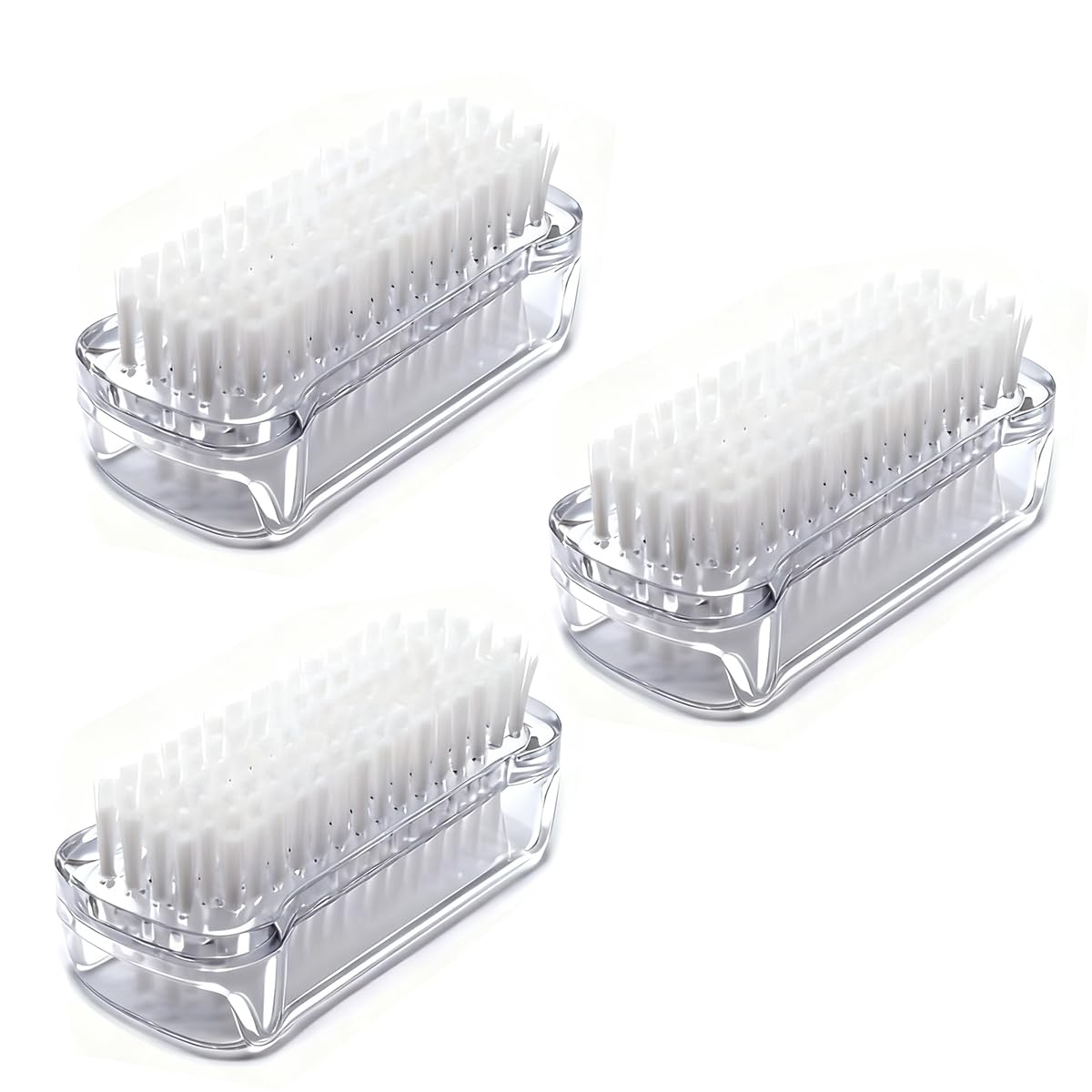3-Pack Nail Brush Two Sided Hand Fingernail Scrub Brushes Soft Stiff Bristles Scrubber Nails Toes Cleaning Brush for Men Women（White）