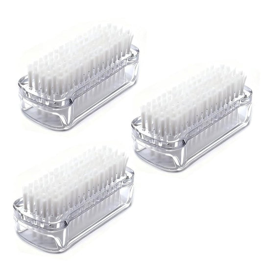 3-Pack Nail Brush Two Sided Hand Fingernail Scrub Brushes Soft Stiff Bristles Scrubber Nails Toes Cleaning Brush for Men Women（White）