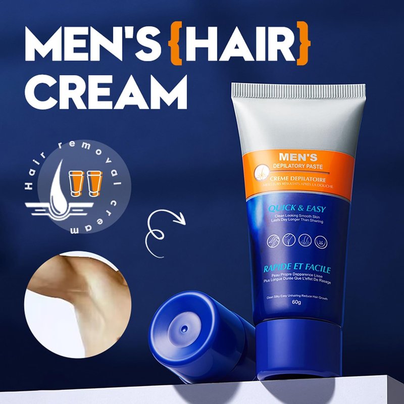 LINEDSON Hair Removal Cream for Men Effective Gentle Hair Remover Painless Soothing for Male Body facial leg Hair Depilatory Cream 60g