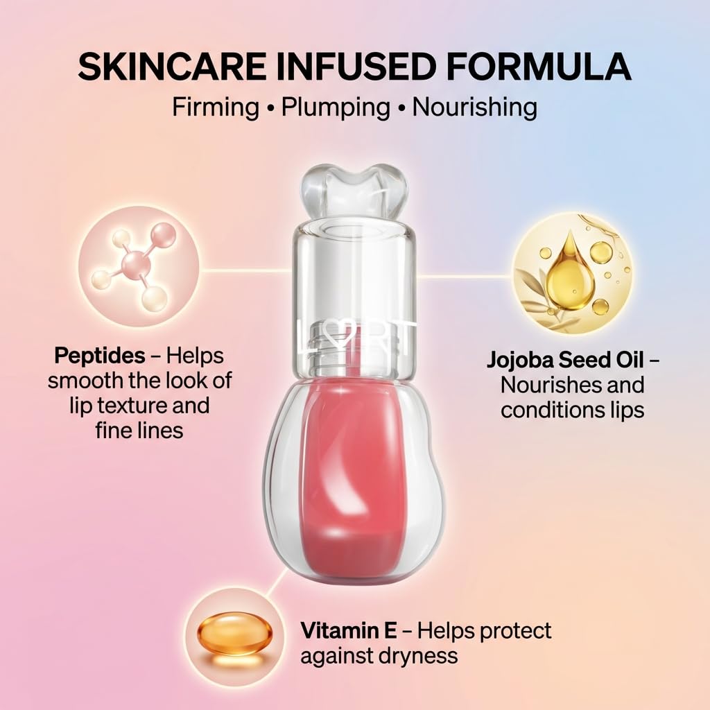 Peptide Lip Oil Gloss - Tinted Hydrating Formula with High-Pigment Shine | Heart-Shaped Cap - 03 (Cherry Melt)