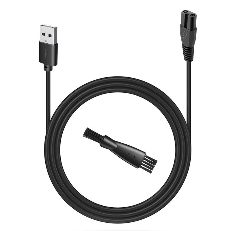 uijino USB Charging Cable Compatible with Brightup Beard Trimmer, 5V Charger for Brightup Hair Clippers FK-8688T FK-8788T IPX7 Waterproof Electric Razor Body Shaver, 1 Cleaning Brush, 3.3ft Power Cord