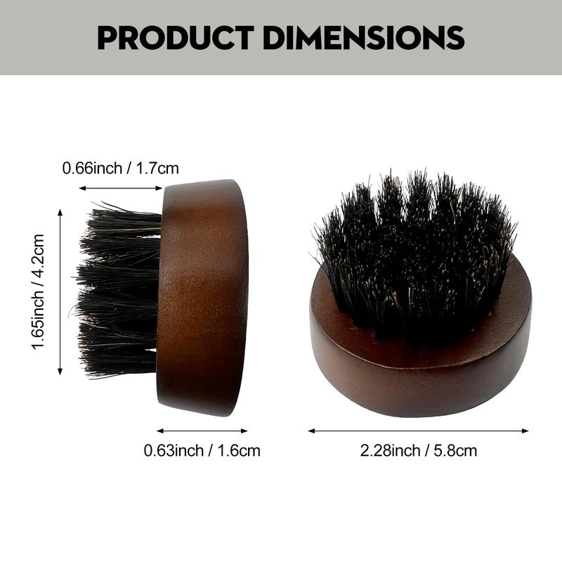 Zoolinn Men's Beard Brush, Small Round Wooden Handle, Sophisticated Boar Bristles