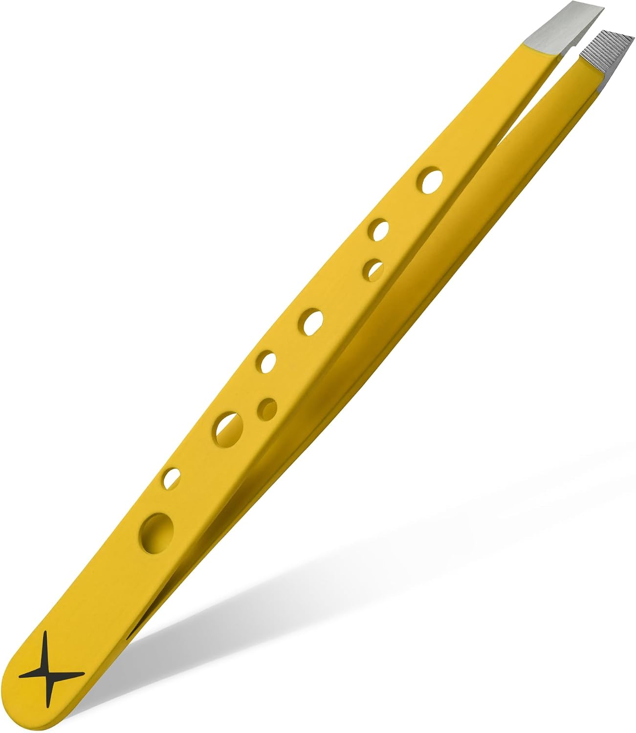 Precision Eyebrow Tweezers - Japanese Stainless Steel, Slant Tip for Fine Hair | Unique Luminous Citrus Color