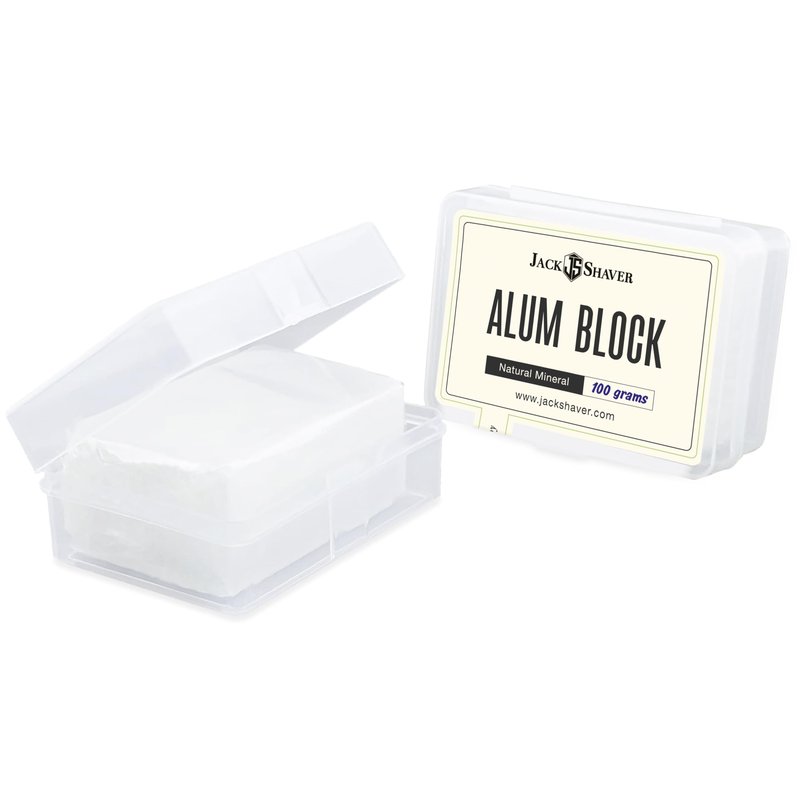Jack Shaver® Natural Alum Block in Plastic Case (107 g./3.7 oz.) Aftershave Blood Stopper Antiseptic Astringent Soothing Solution for Shaving Razor Burn Relief