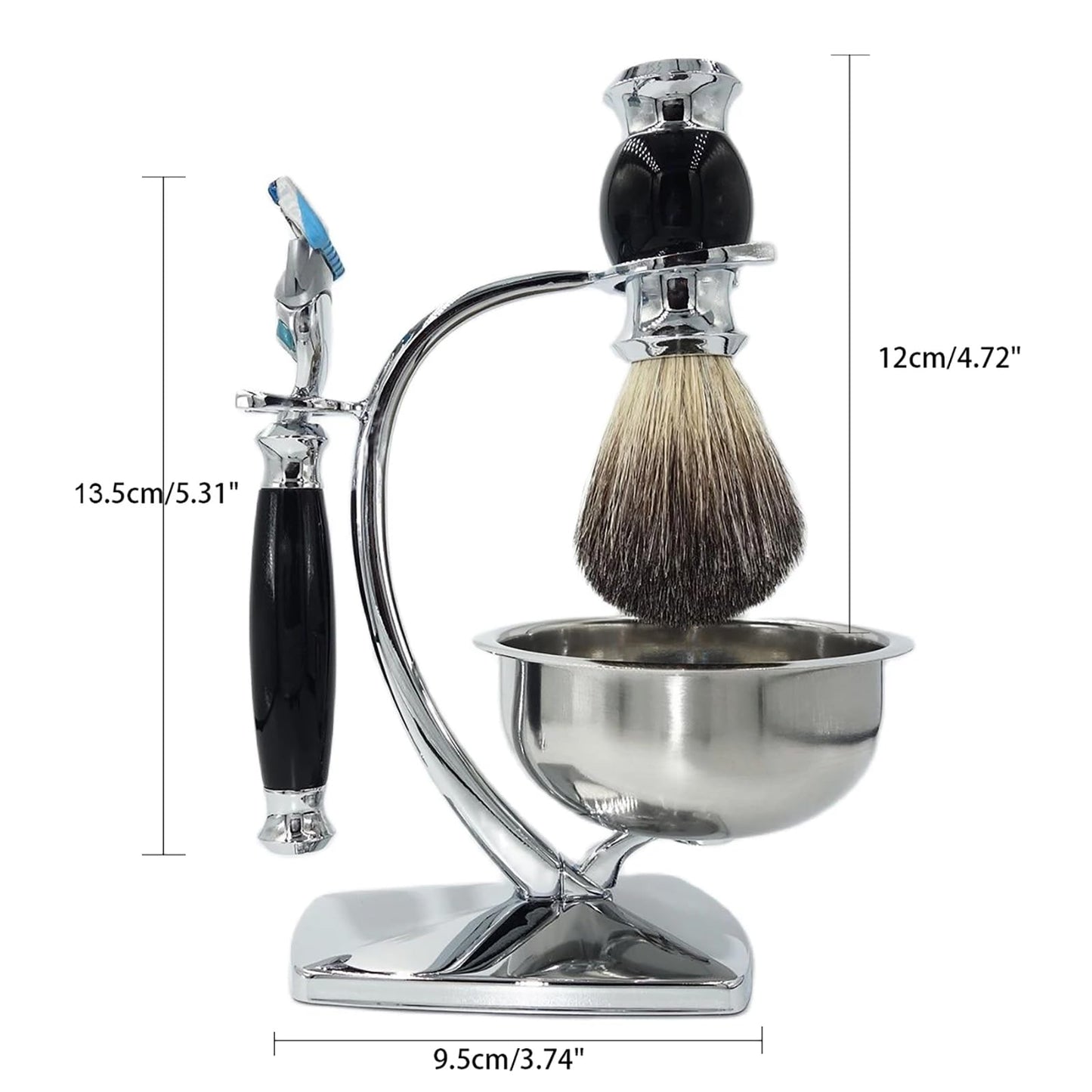 Magyfosia Shaving Kit for Men includes Badger Hair Shaving Brush,Wet Shave Soap Bowl and 5-Layer Safety Razor Compatible with Fusion Blade,Barber Style 4-Piece Gift for Men-Smooth and Close Shaving