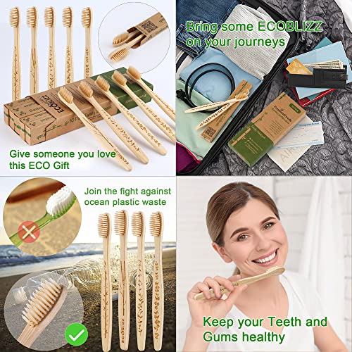 10 Pack Biodegradable Bamboo Toothbrushes - Eco-Friendly Soft Bristles