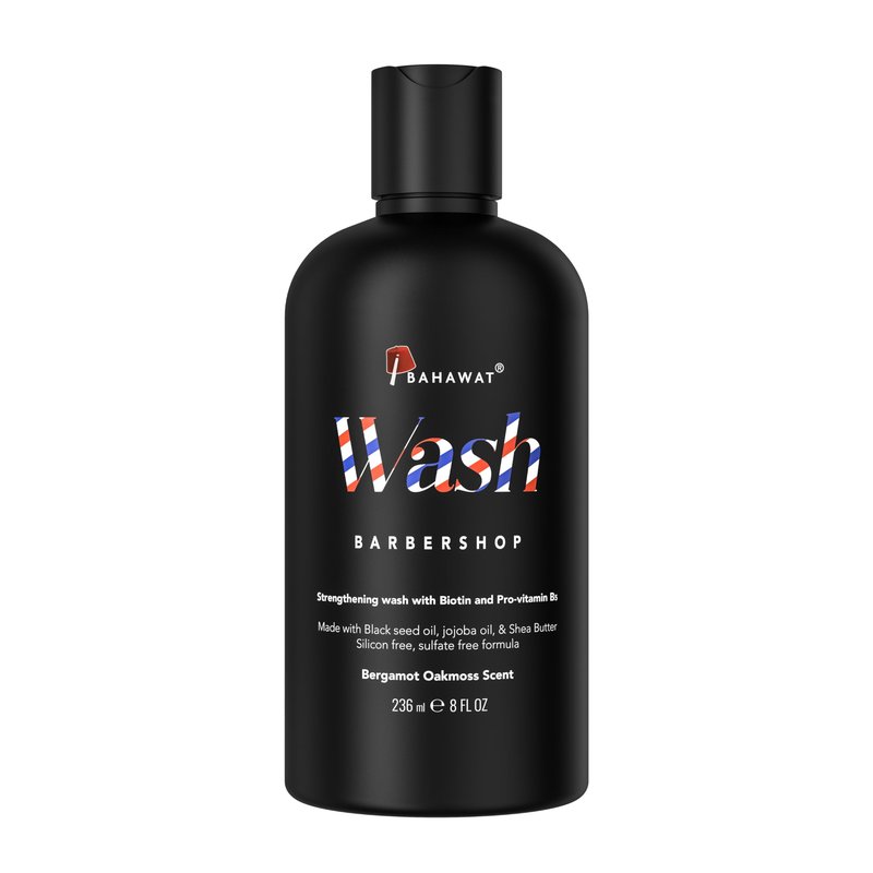 BAHAWAT Beard Wash - Barbershop - 8 fl. oz. - Sulfate free - with biotin, provitamin B5, Blackseed oil, Jojoba Oil, Natural Ingredients for a Gentle, Deep Cleanse-Strengthening Wash