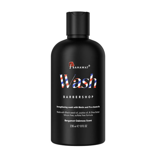 BAHAWAT Beard Wash - Barbershop - 8 fl. oz. - Sulfate free - with biotin, provitamin B5, Blackseed oil, Jojoba Oil, Natural Ingredients for a Gentle, Deep Cleanse-Strengthening Wash