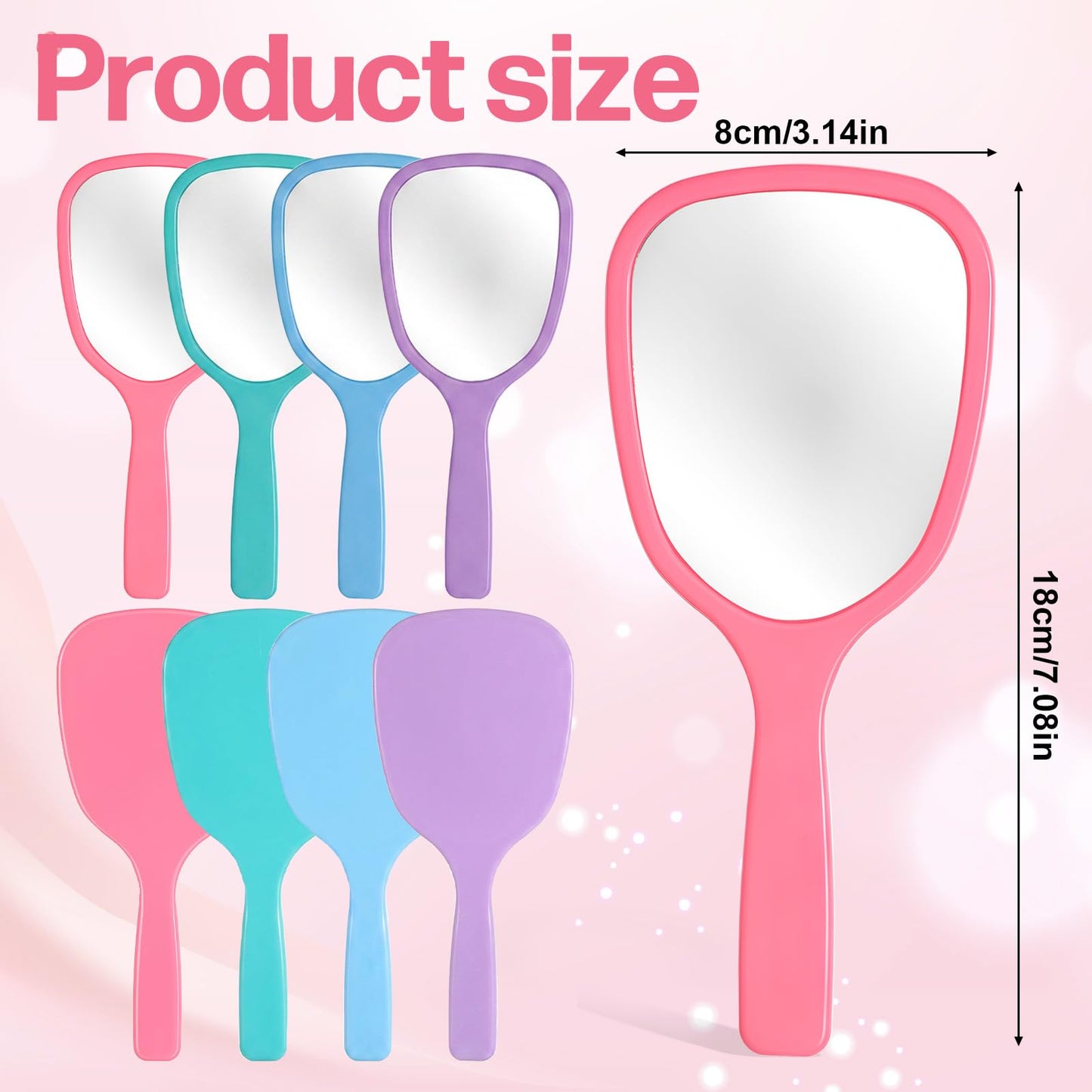 Twisina 4Pcs Small Hand Mirror with Handle Compact Travel Hand Held Mirrors for Women Girl DIY Crafts Classroom Party Favors Home Travel Camping Daily