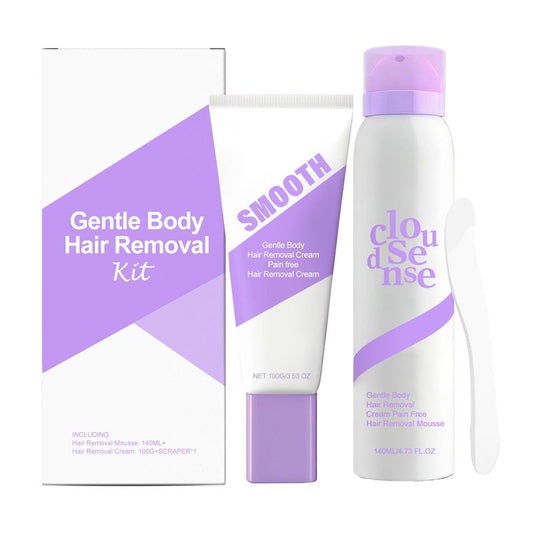 Smooth Hair Removal Kit - Gentle Body Hair Removal Cream + Soothing Spray for Sensitive Skin, Painless Hair Remover Spray for Legs, Arms & All Skin Types, Complete At-Home Depilatory Set