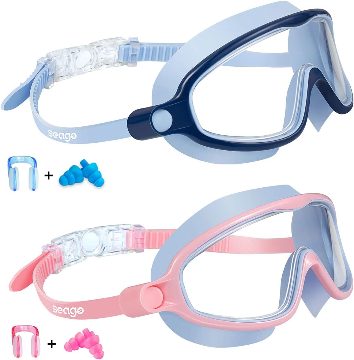 Swim Goggles for Kids 3-14 - Anti-Fog, Anti-UV, Wide View | 2 Pack