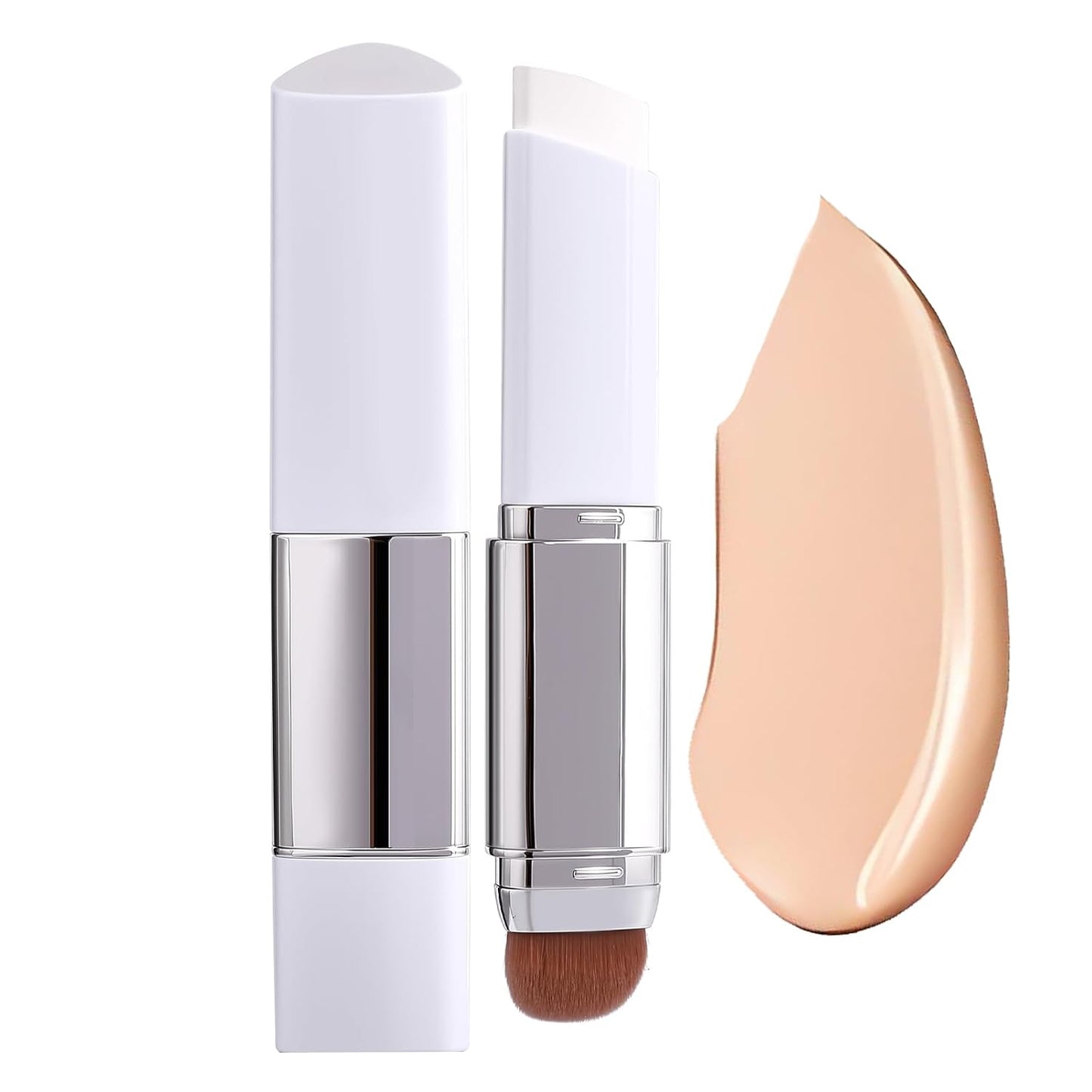 Color Changing Foundation Stick - 2-in-1 White & Natural | Includes Brush, Ideal for Mature Skin