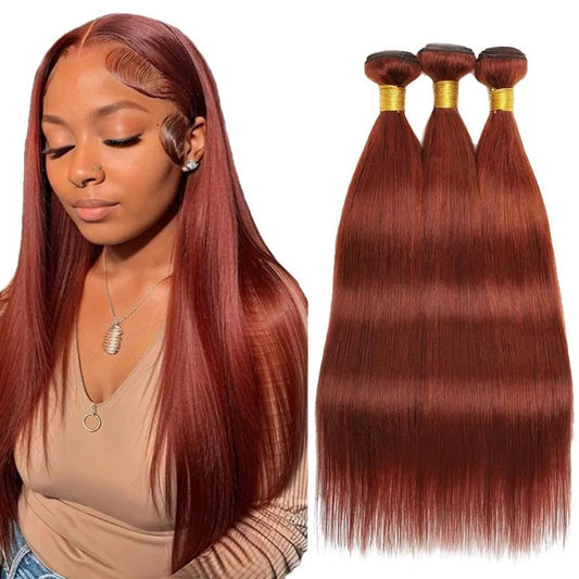 28 30 32 Inch Color 33 Hair Bundles Copper Straight Bundle Reddish Brown Straight Bundle Human Hair Unprocessed Virgin Hair 3 Bundles