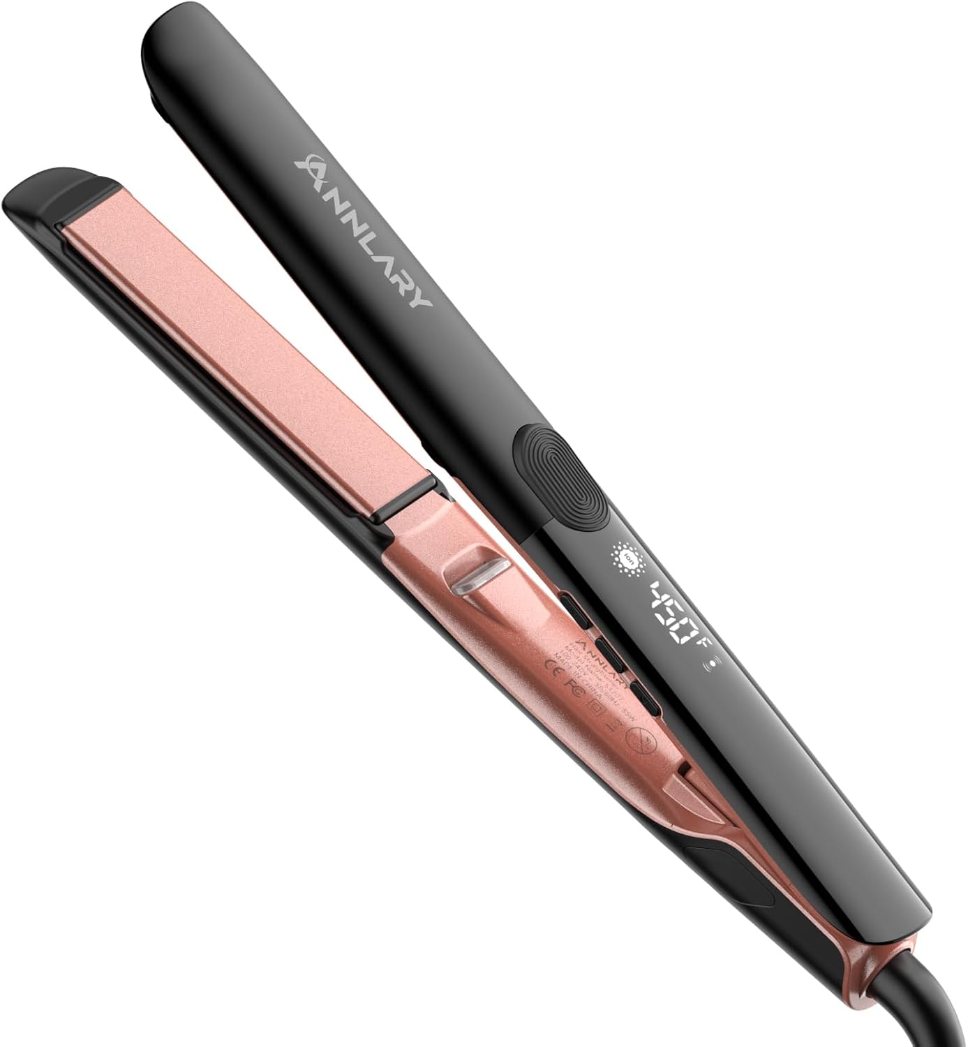 Annlary Hair Straightener | 1 Inch 2-in-1 Flat Iron & Curler - Titanium Ceramic, Ionic Dual Voltage for Smooth, Frizz-Free Hair