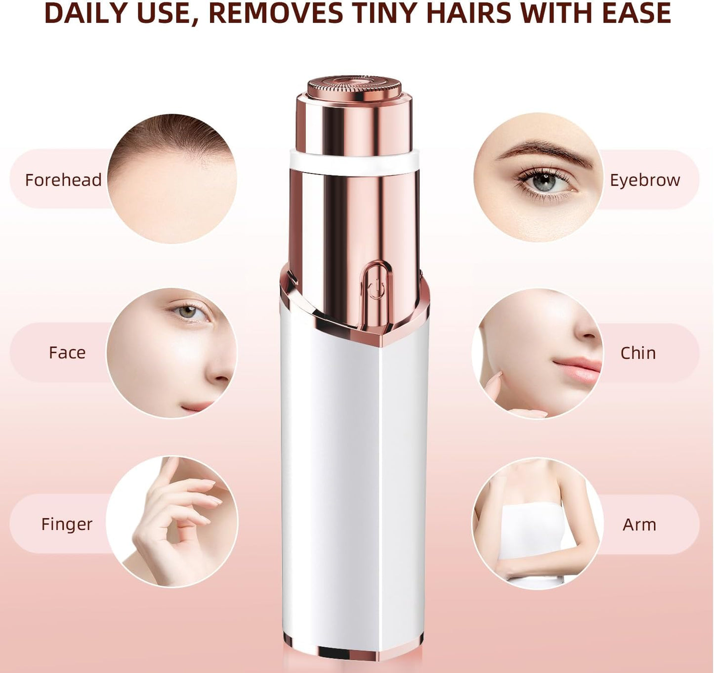 Electric Facial Hair Removal for Women - Rechargeable Painless Hair Remover with LED Light | Upper Lip, Chin, Peach Fuzz