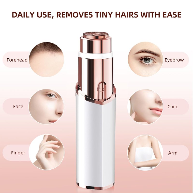 Facial Hair Removal for Women, Electric Rechargeable Painless Hair Remover for Face, Upper Lips, Chin, Peach Fuzz, with LED Light