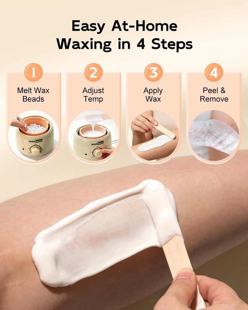 WaxFans Face Waxing Kit for Women, Gentle on Sensitive Skin – Eyebrow Wax Kit, Easy At-Home Hair Removal for Face, Eyebrow & Bikini, with A Mini Wax Pot, 200g Face Wax Beads & 20 Wooden Sticks