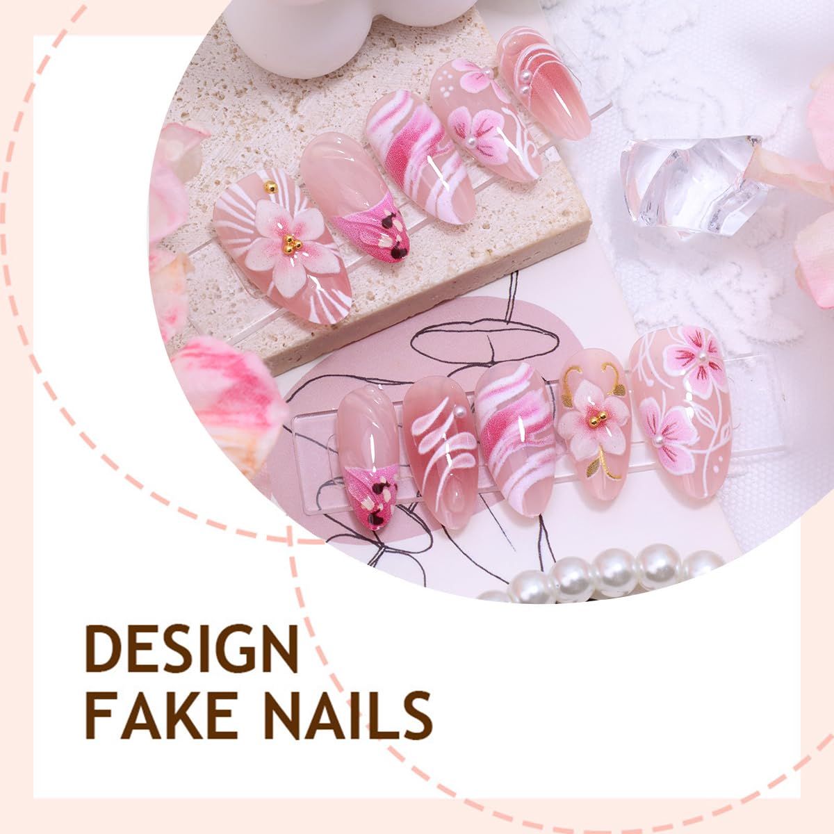 Short Almond Press-On Nails - 24 Pcs French Tip with Leopard Print & Gold Beads | Reusable Acrylic Nail Designs for Women