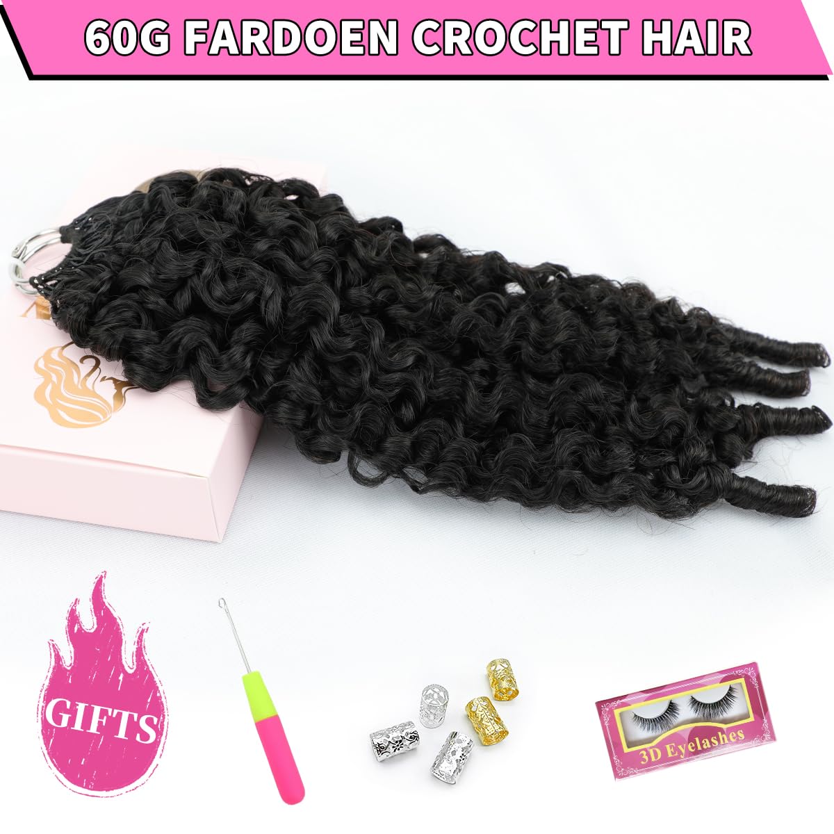 Human Crochet Hair for Black Women - 20 Inch Burmese Curly Pre-Looped | Natural Black, Reusable Bundles