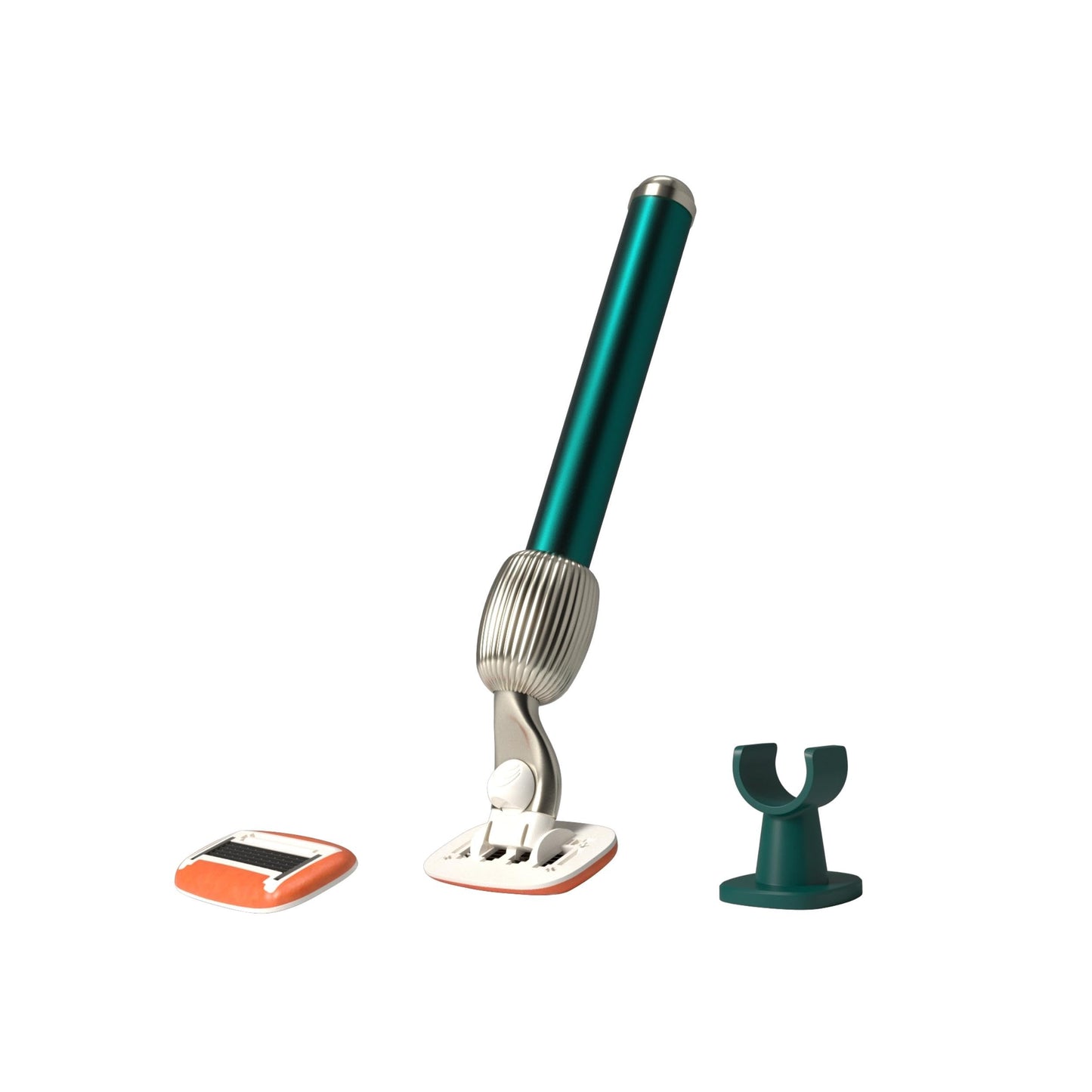 Fler The Razor Starter Set - 5 Blade Women’s Razor with 2 Refill Blades and Wall Holder, Cartridge with Aloe Vera & Vitamin E lubricated ring - Unisex - Pine (Green)