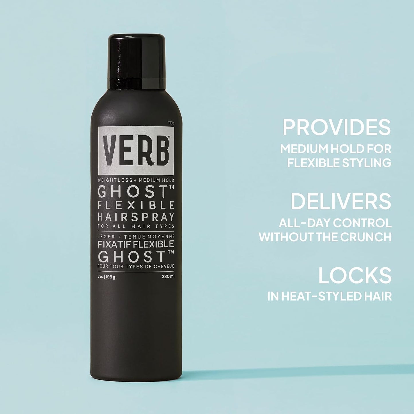 VERB Ghost Flexible Hairspray - Weightless Medium Hold for All Hair Types | Infused with Moringa Oil, Anti-Frizz & Shine