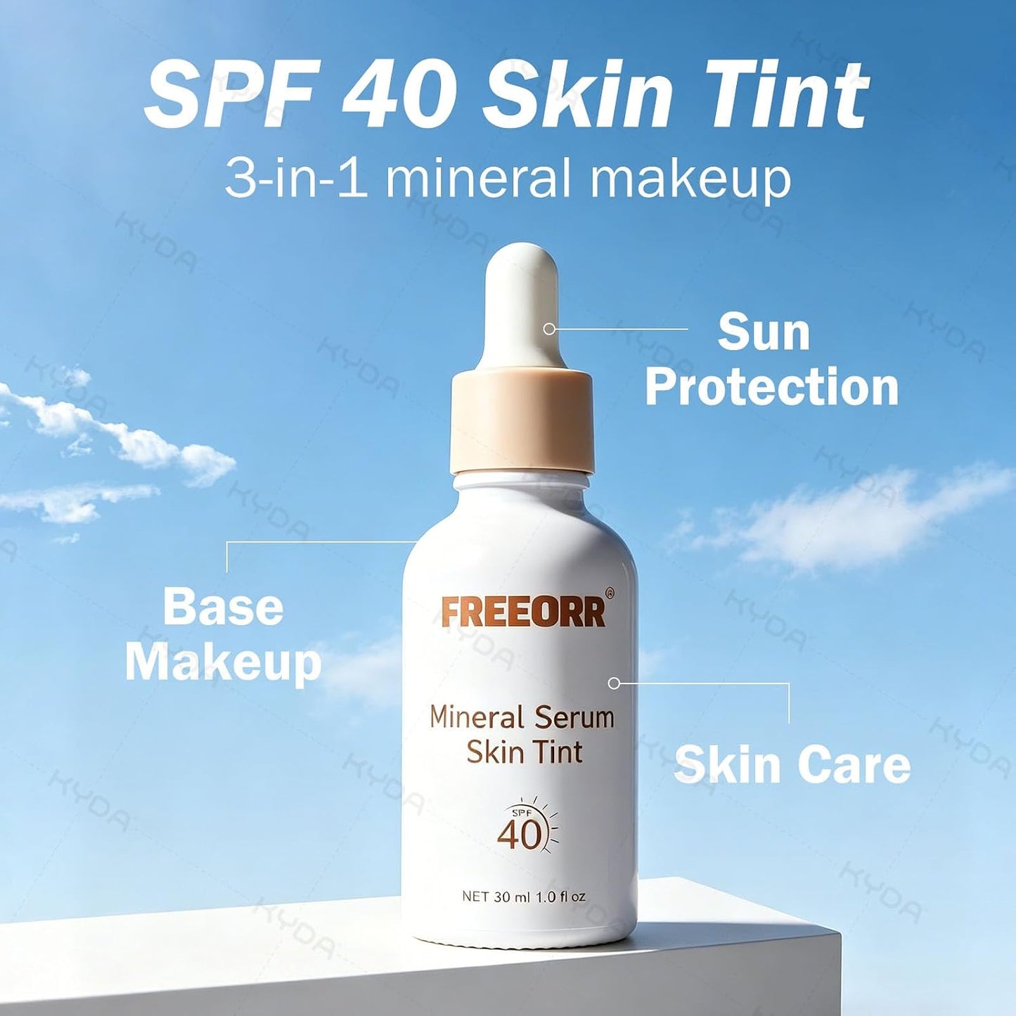 KYDA SPF 40 Color Changing Foundation - Mineral Serum Skin Tint for Mature Skin | Mirage Shade Adjusting Makeup