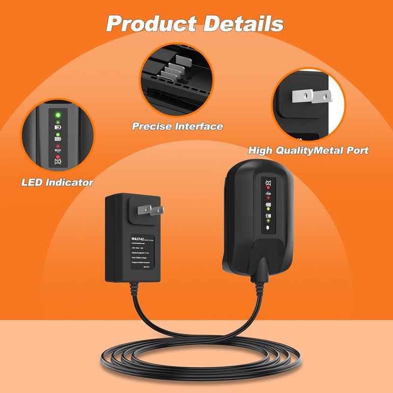 Koedsion WA3742 Charger Compatible with Worx 20V Lithium Battery WA3525 WA3520 WA3578 Replacement for 20v Battery Charger WA3732 WA3875 WA3881