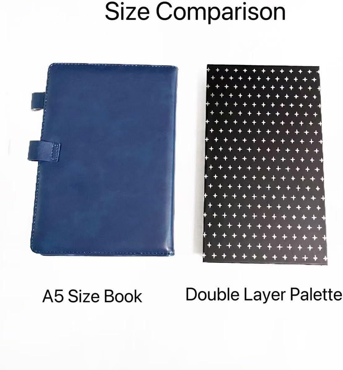 Magnetic Eyeshadow Makeup Palette - Double Layer Book Design with Mirror & 20 Adhesive Stickers | Silver Stars Cover