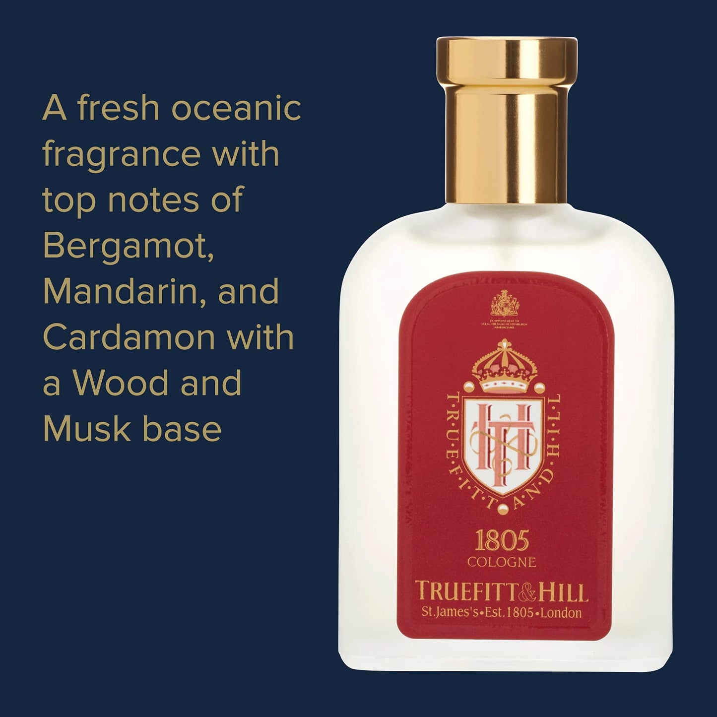 Truefitt & Hill 1805 Cologne for Men, Fresh Oceanic fragrance, 3.38 oz.
