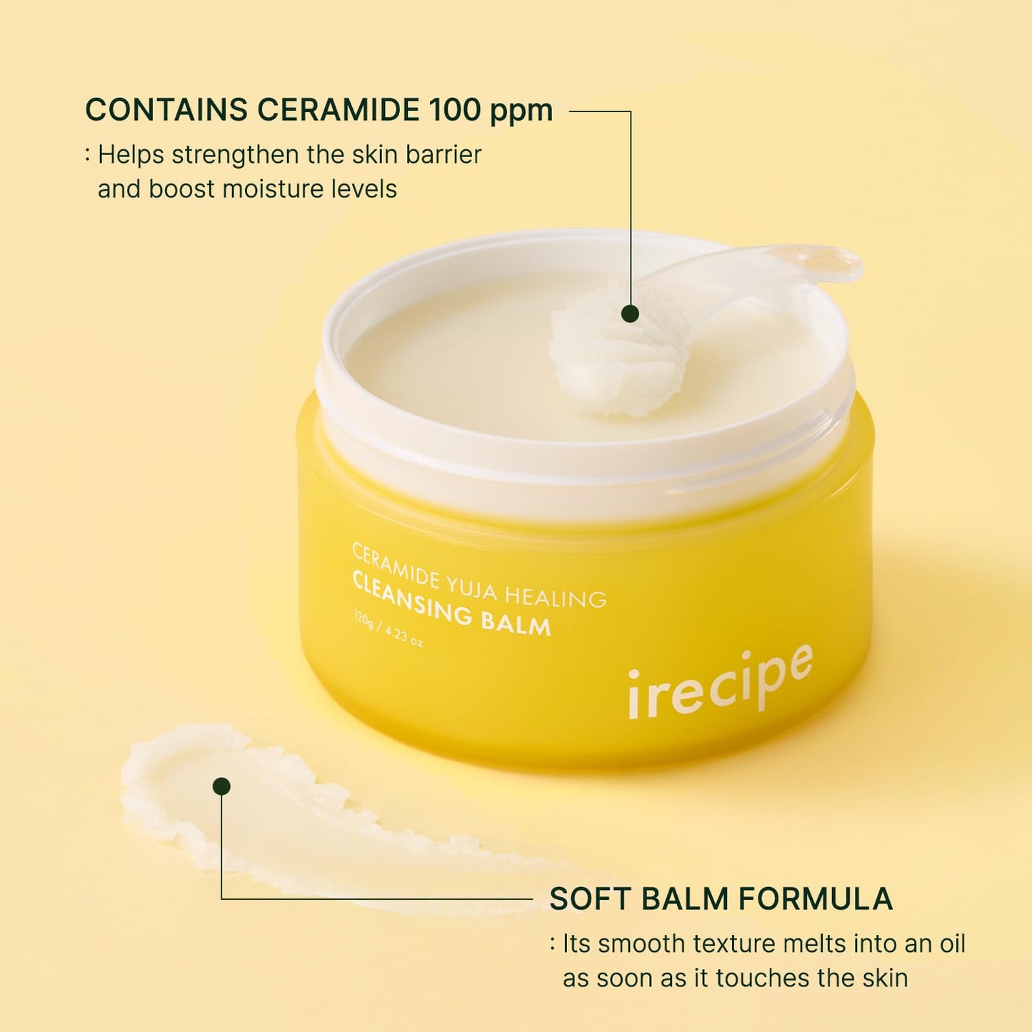 Ceramide Yuja Cleansing Balm - Deep Cleansing Korean Face Cleanser | Vegan, Zero Irritation, 135g / 4.76oz