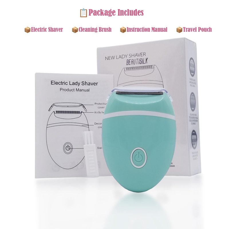 Electric Hair Shaver for Women: Compact, Cordless Wet & Dry Razor for Smooth Body & Dual Trimmers – Bikini Line and Quick, Travel-Friendly.BEAUTISILK (Green)