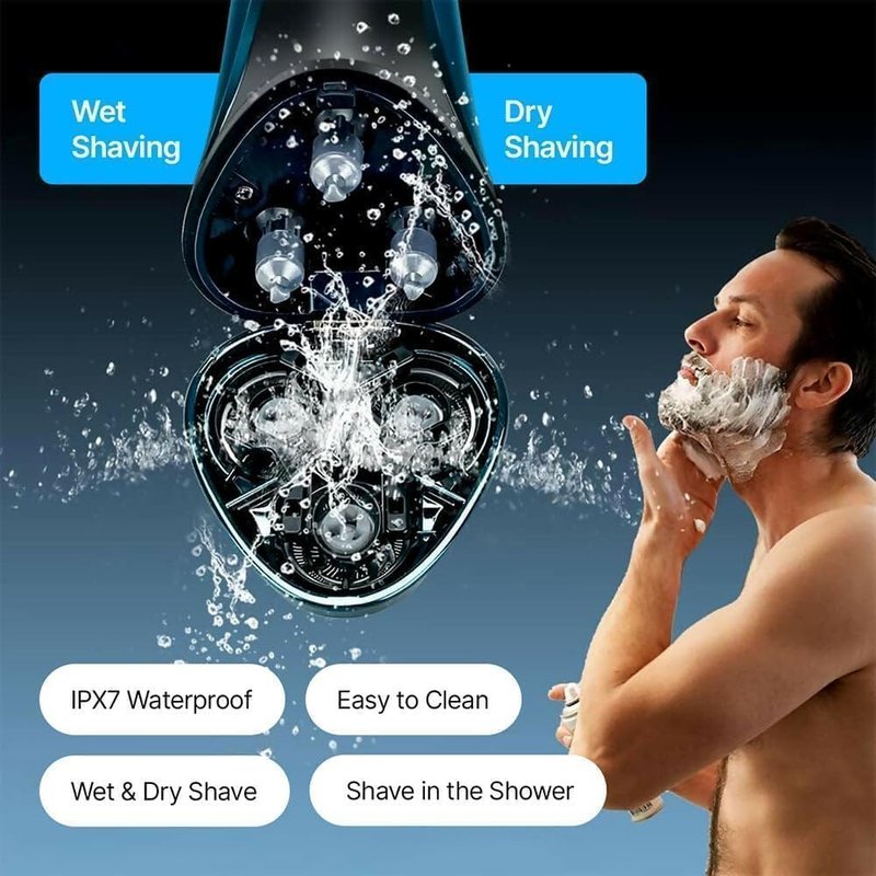 Snapbuy Electric Razor for Men,Snapbuy Razor,Electric Shavers for Men, 4D Floating Head Rotary Shaver,Ipx7 Waterproof, 2025 New Electri c Shaver with LCD Display & Quiet Motor,Fast Charging(Blue)