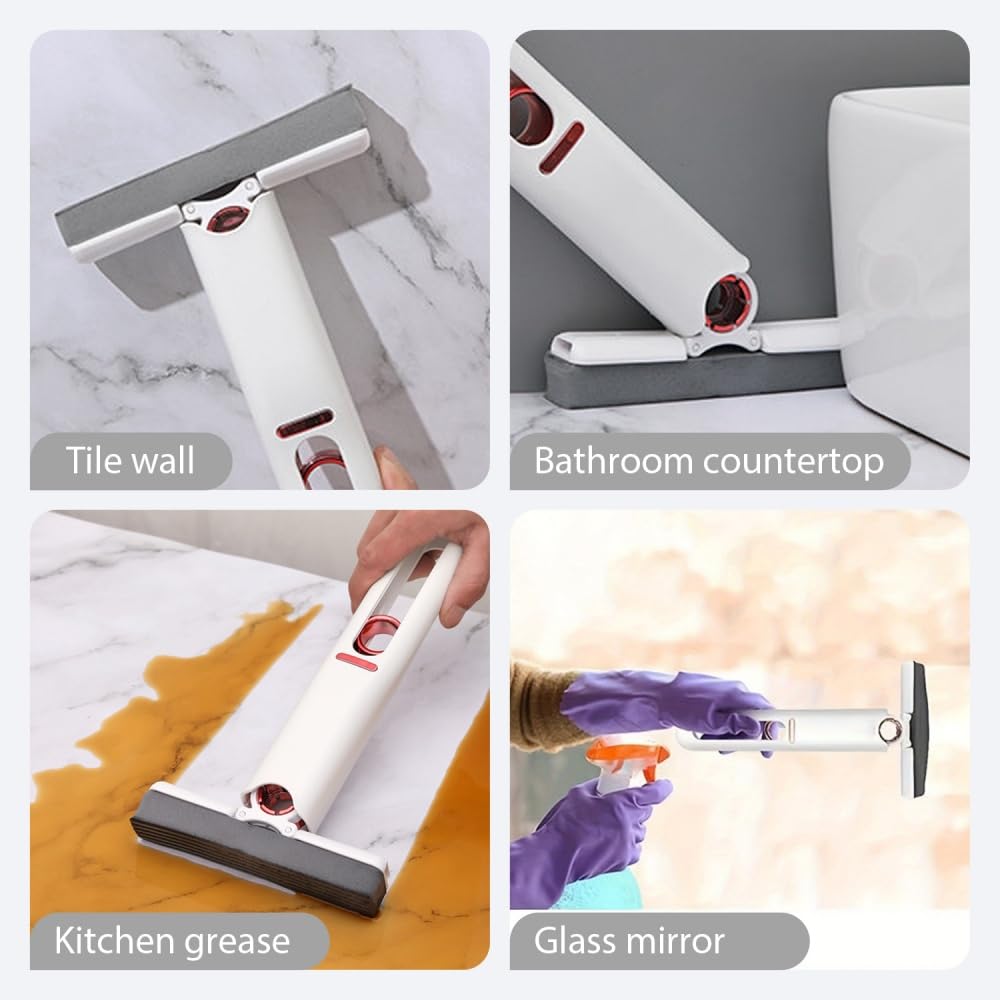 1Pcs Mini Mop with Self-Squeezing Mechanism, Portable White Synthetic-Fiber Cleaner for Home, Living Room, Furniture, Window, 1Pcs