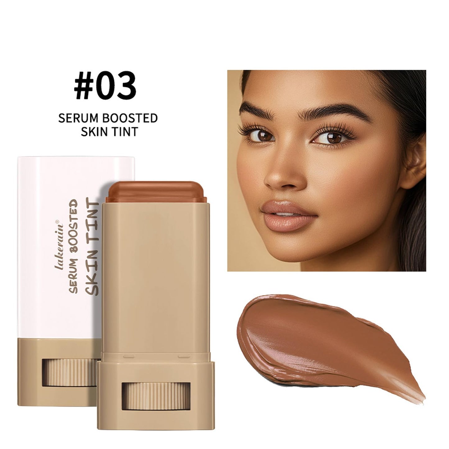 Dulele Solid Tinted Foundation Stick, Beauty Balm Serum Boosted Skin Tint, On-the-Glow Base, Moisturizing Serum Contour Stick, Natural Finish Makeup, Lightweight Blendable