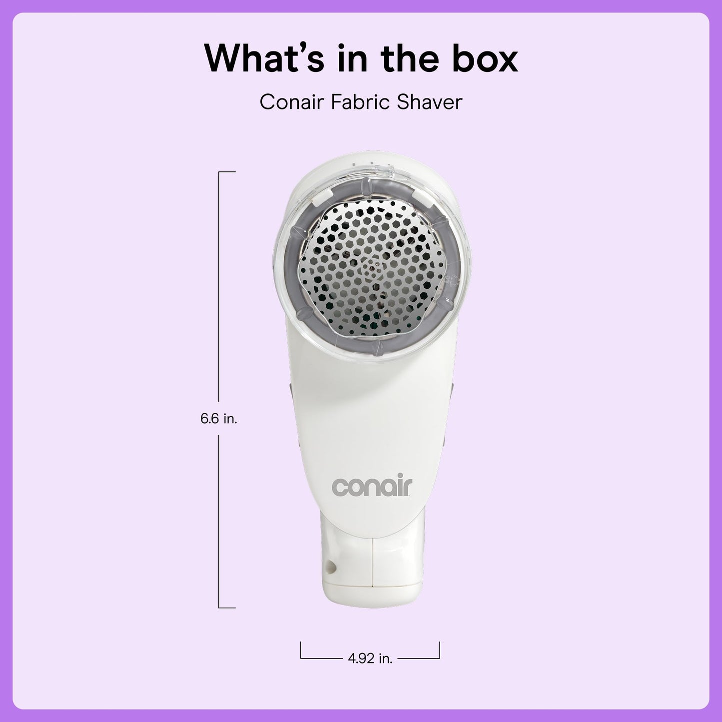 Conair Fabric Shaver and Lint Remover, Rechargeable Portable Clothes Shaver with 3 Settings, Fuzz Remover for Sweaters, Clothing, and Furniture, Large 2-Inch Shaving Head, White
