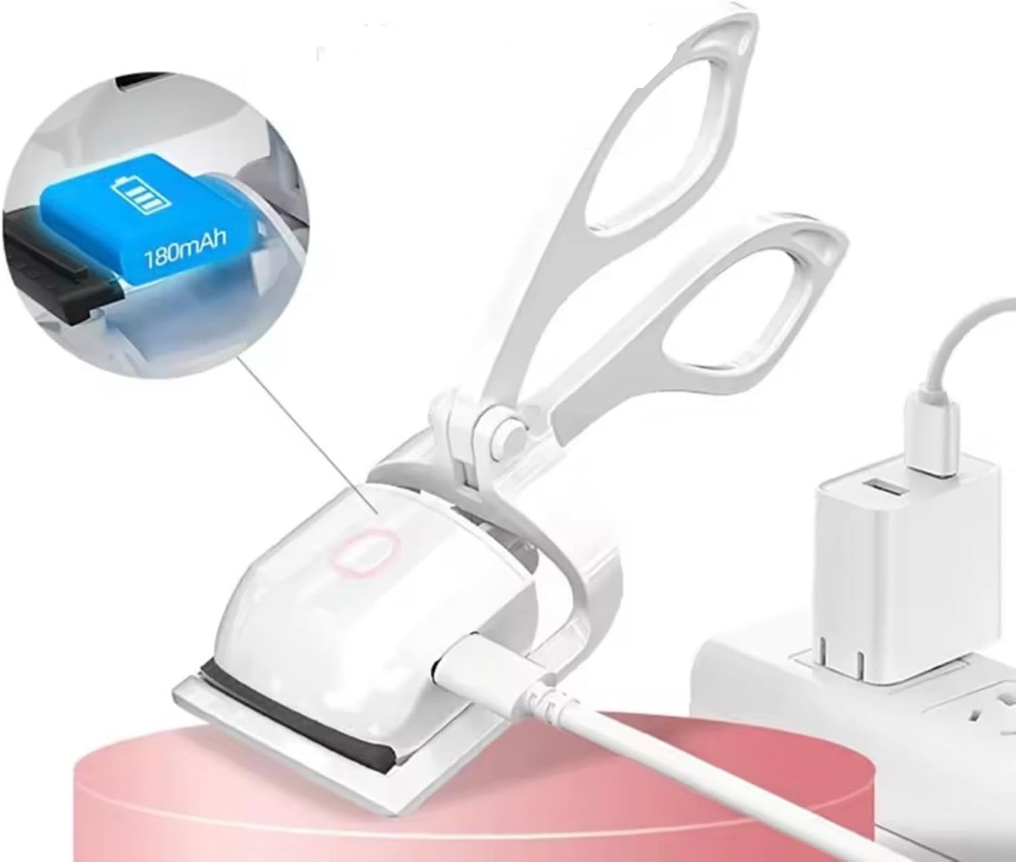 Heated Eyelash Curler - Instant Lash Lift, Type-C Rechargeable, Travel-Friendly | Adjustable for Natural, Glossier Lashes - White