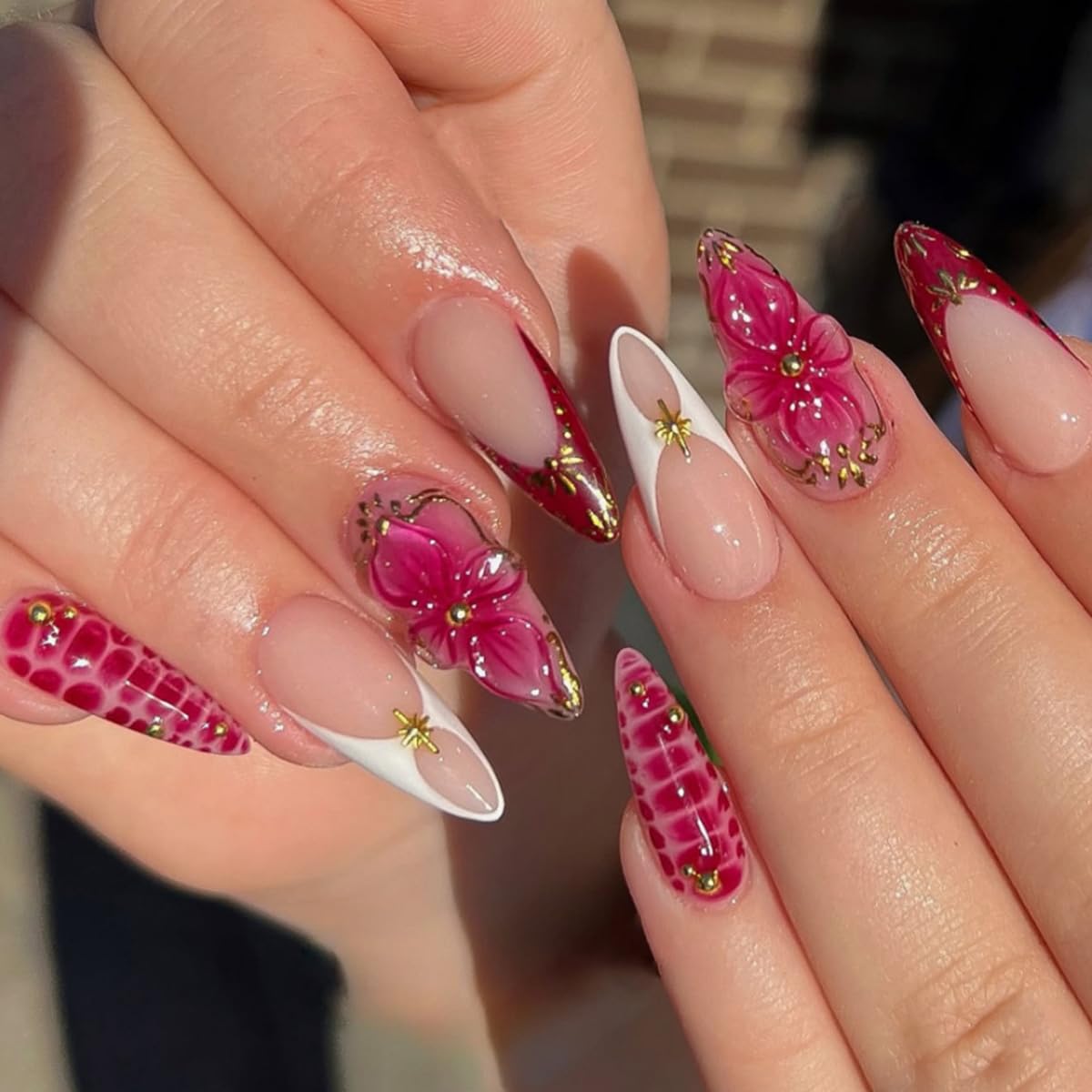 Polka Dot Press-On Nails - Short Almond Nude Chrome | Reusable Full Cover with Glazed Finish & White Dots