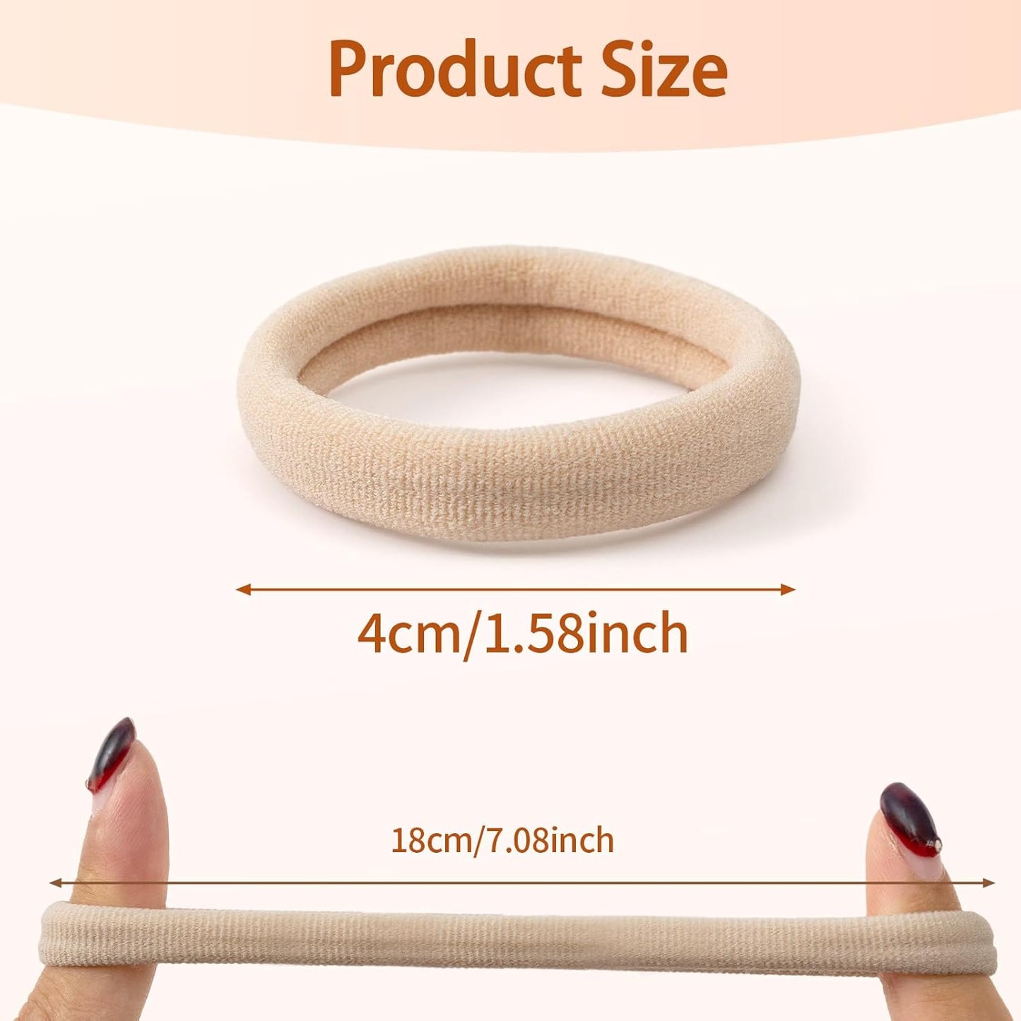 Bessrung 100 PCS Seamless Nylon Hair Ties - No Damage, Soft & Stretchy Ponytail Holders | Beige