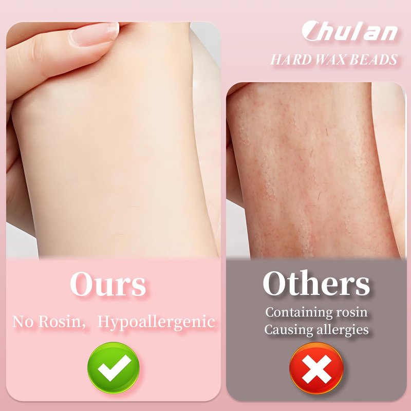 Chulan Wax Beads for Hair Removal-Sensitive Skin Formula-14.1oz Hypoallergenic Hard Waxing Bead for Face Body, Large Heart Professional Wax Beans for Coarse Hair, Brazilian, Bikini, Facial, Leg, Pink