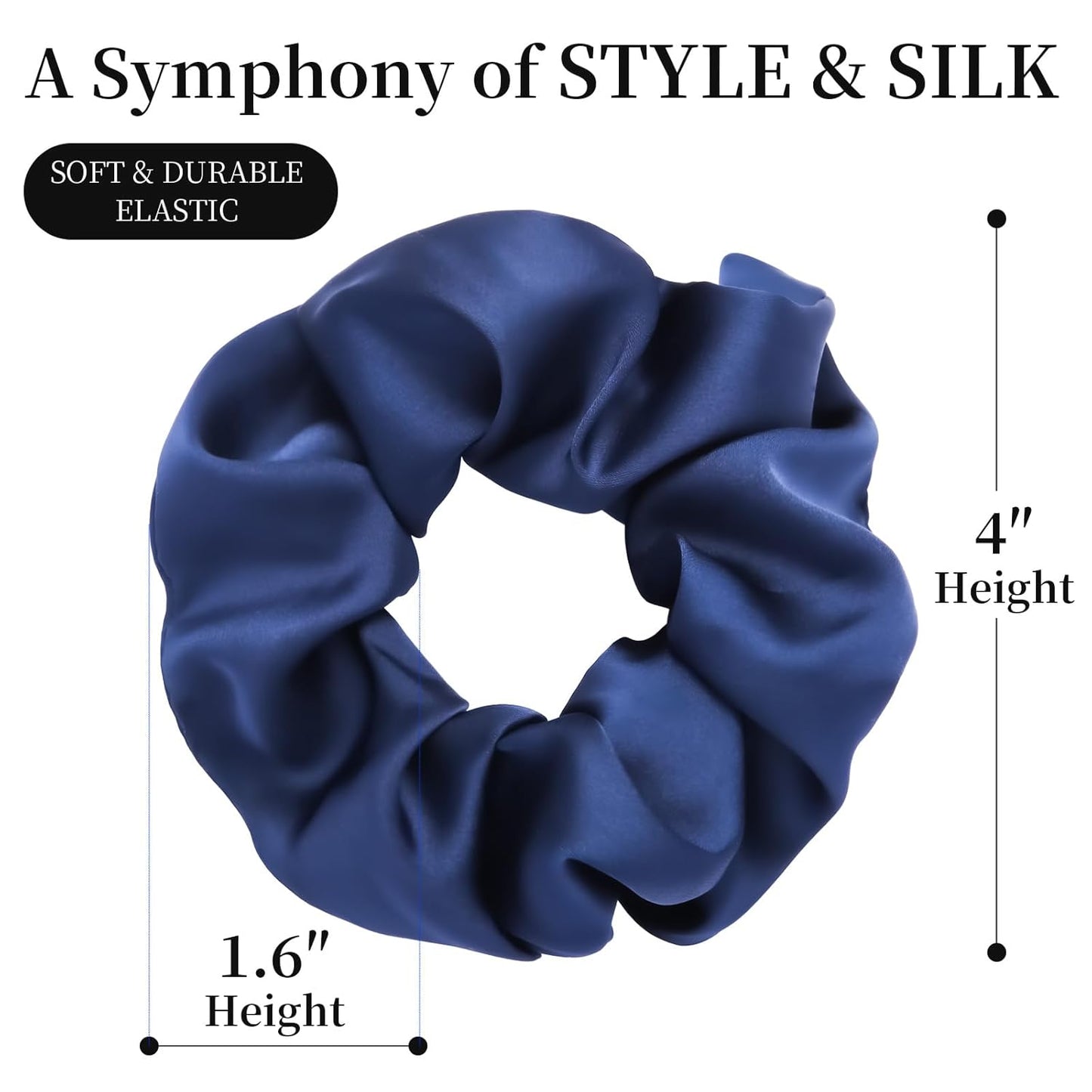 Silk Hair Scrunchies - 5Pcs Mulberry Silk Hair Ties for Frizz & Breakage Prevention | No Damage Elastic Ponytail Holders
