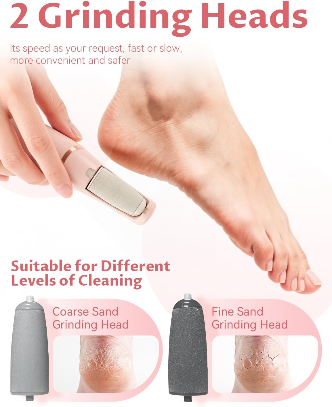 Electric Callus Remover - Upgraded 3rd Generation Foot File for Smooth Skin | 2 Speed Settings, Ideal for Dry & Cracked Skin - White